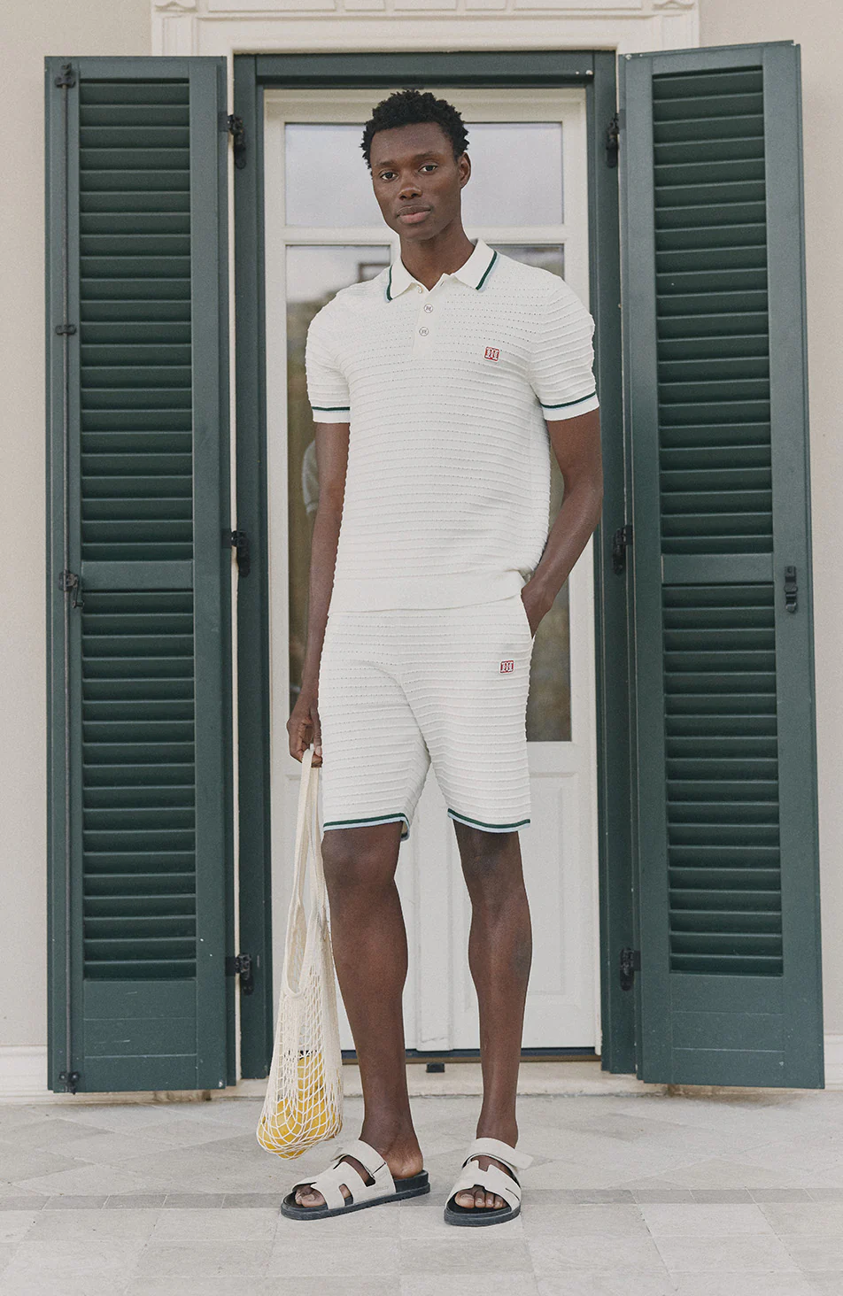 Riviera Knit Rib Polo in White - Image 2