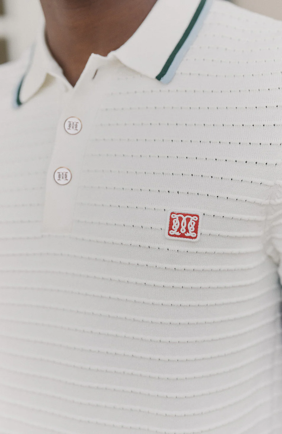 Riviera Knit Rib Polo in White - Image 8