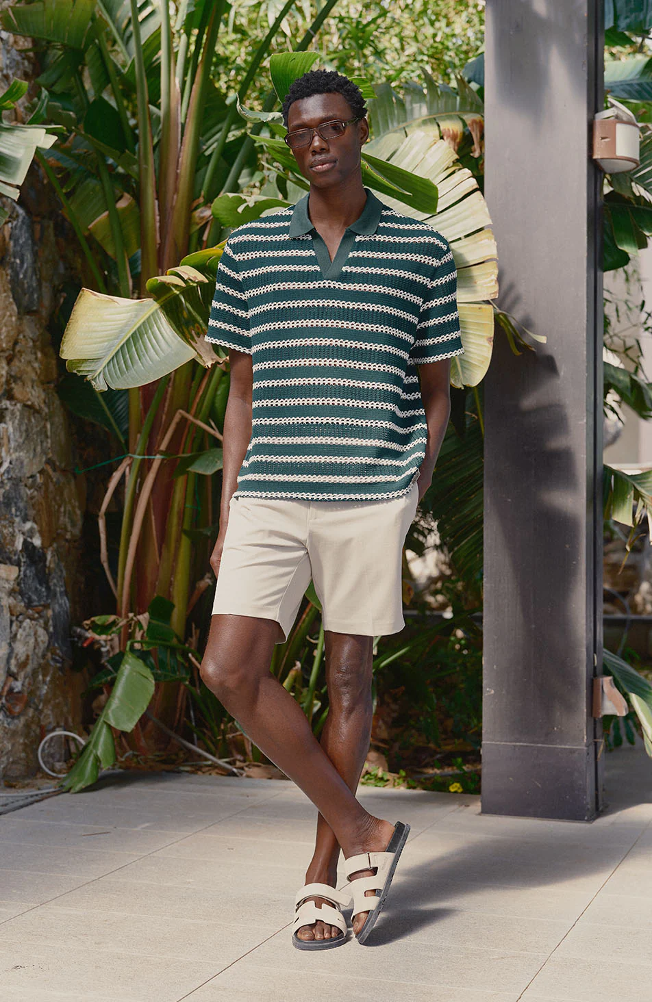 Romano Boxy Stripe Polo in Green - Image 6