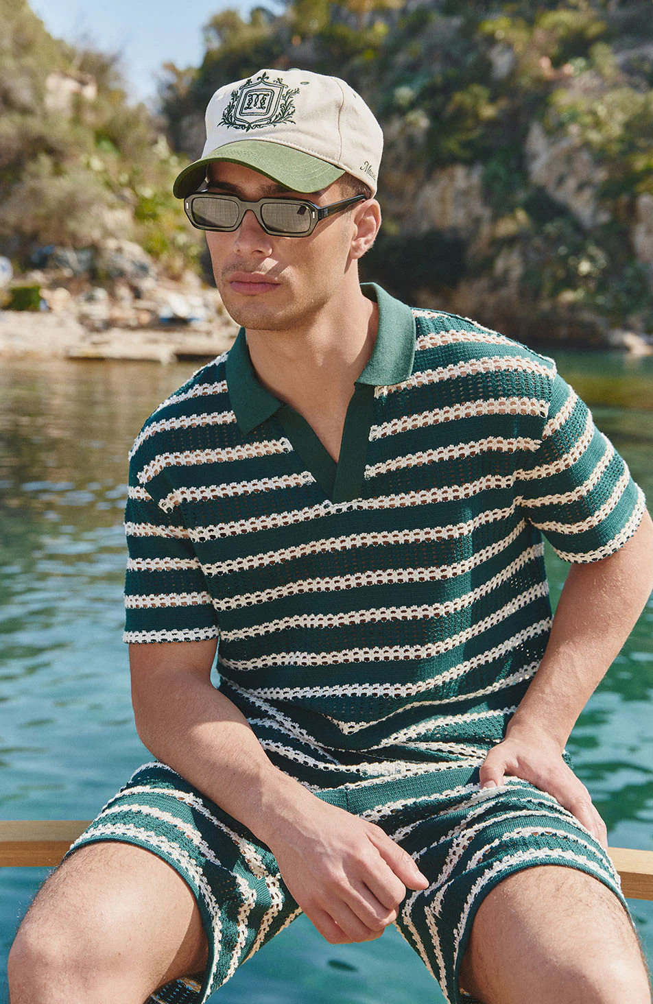 Romano Stripe Shorts in Green - Image 3