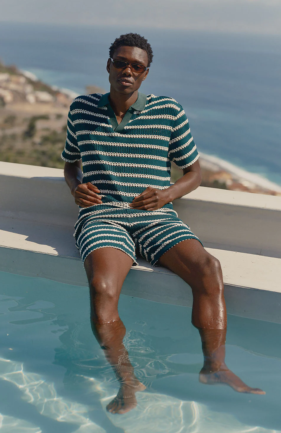 Romano Stripe Shorts in Green - Image 4