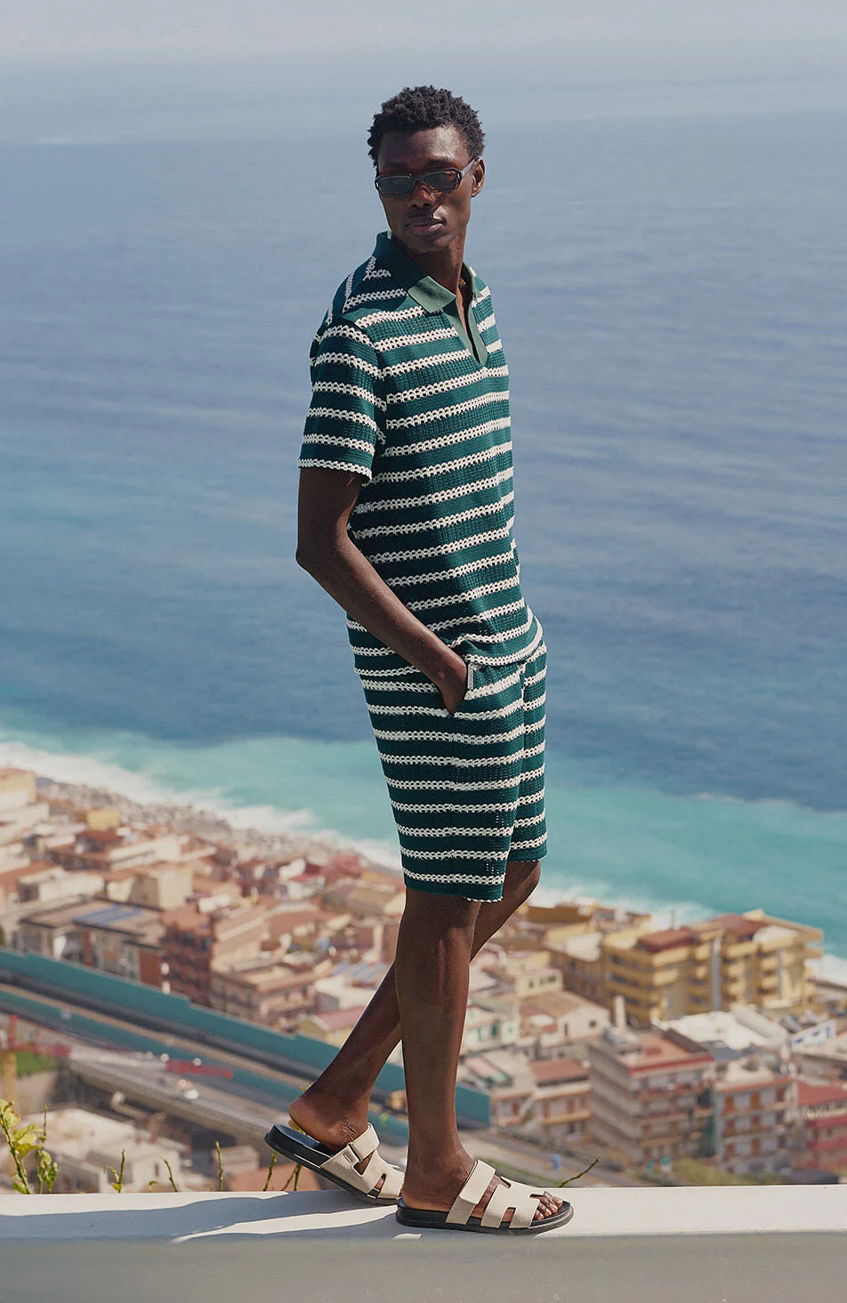 Romano Stripe Shorts in Green - Image 5