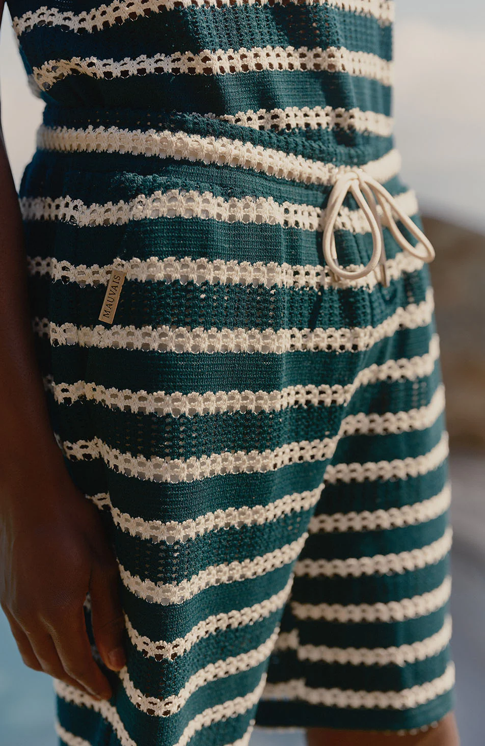 Romano Stripe Shorts in Green - Image 6