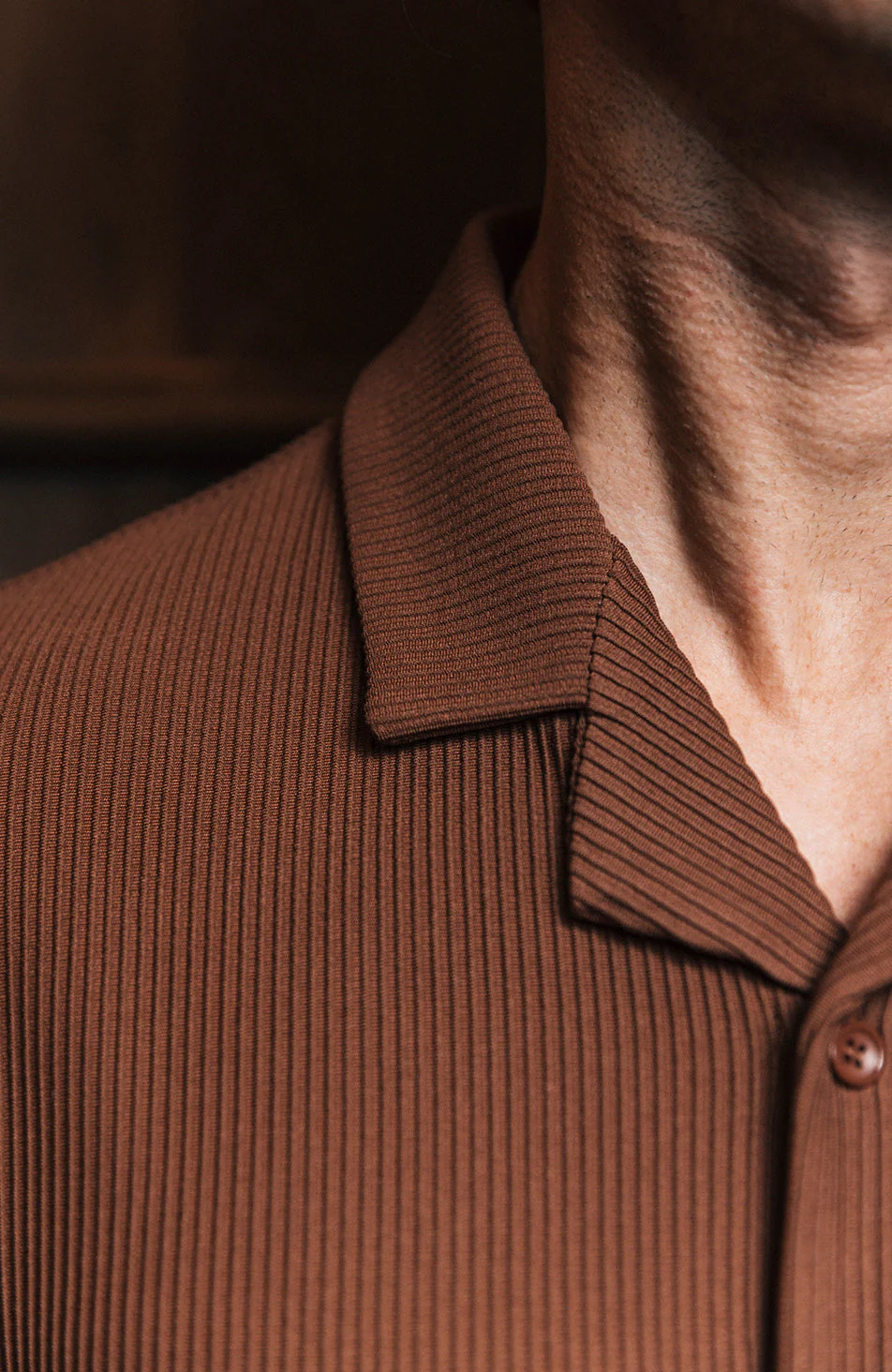 Rustique Oversized Luxe Rib Revere Shirt in Rust - Image 4