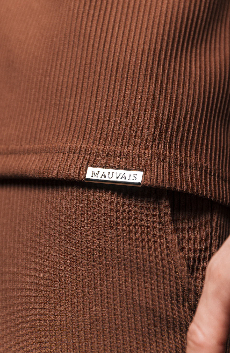 Rustique Oversized Luxe Rib Revere Shirt in Rust - Image 6