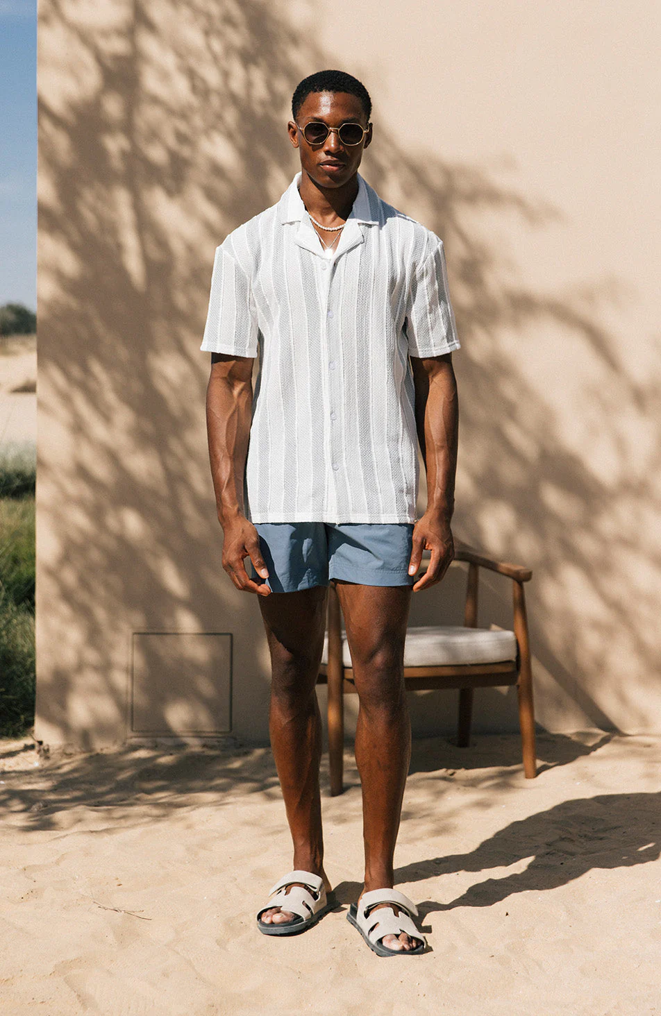 Sahara Relaxed Fit Wide Stripe Shirt in Blue - Image 2