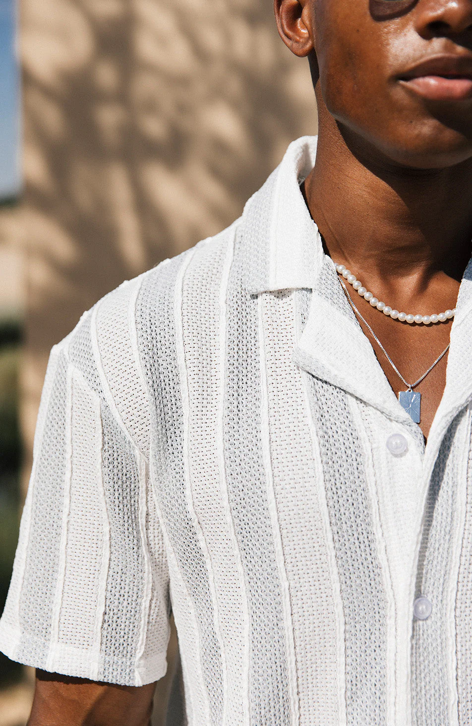 Sahara Relaxed Fit Wide Stripe Shirt in Blue - Image 3