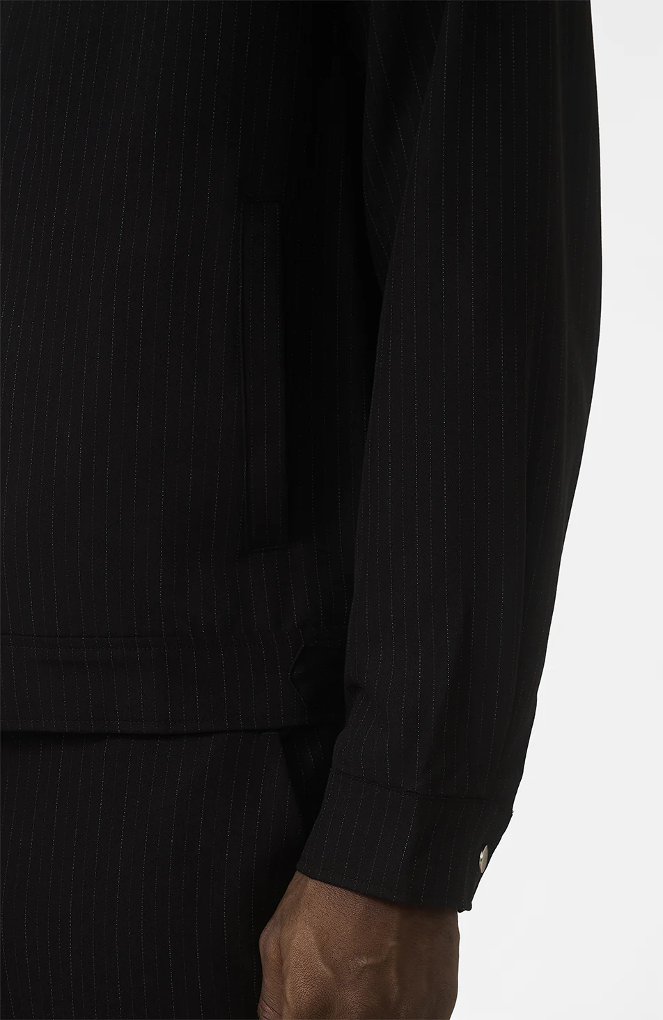 Savile Regular Pinstripe Jacket in Black - Image 5