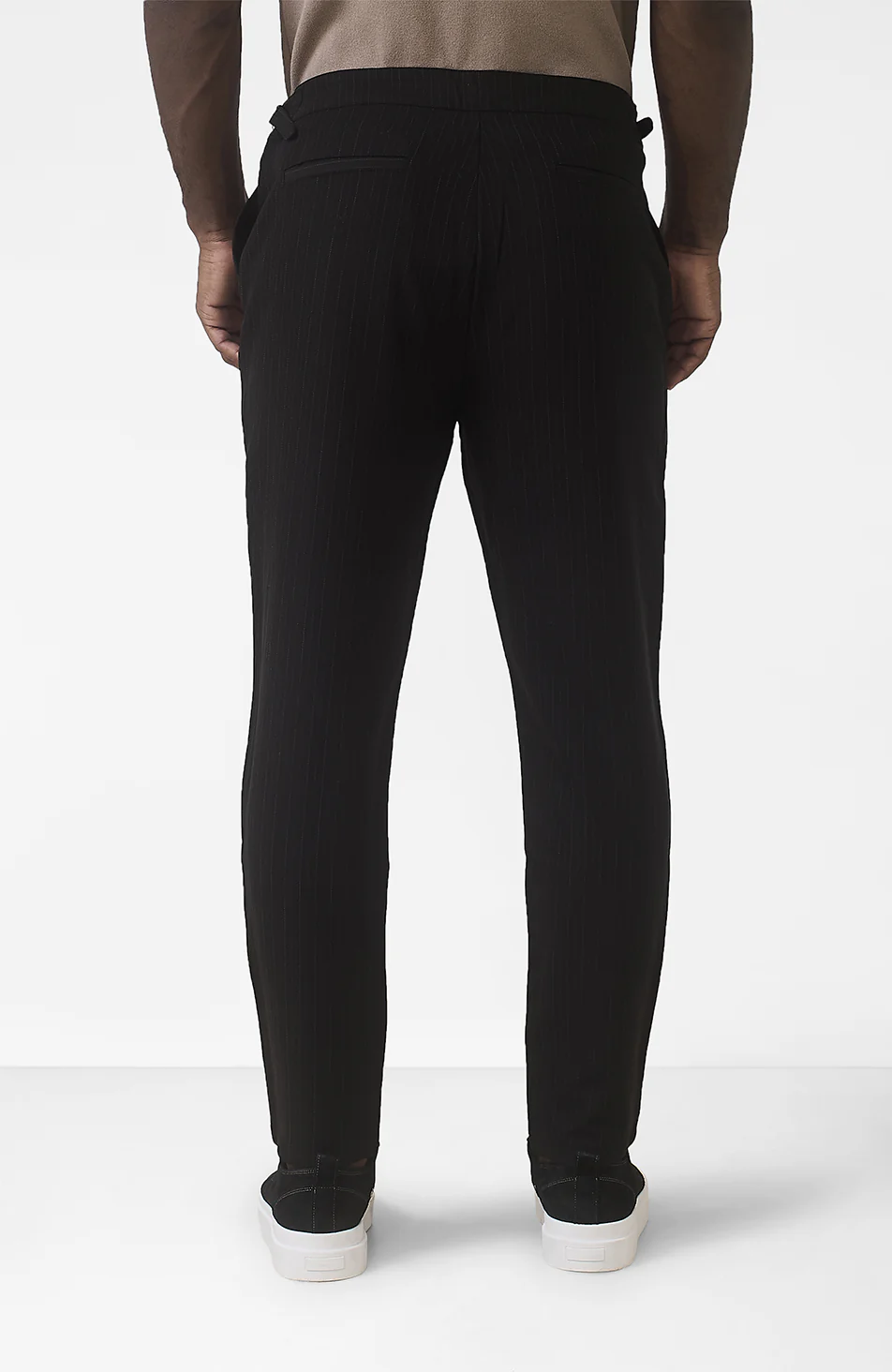 Savile Slim Pinstripe Chino Pants in Black - Image 3