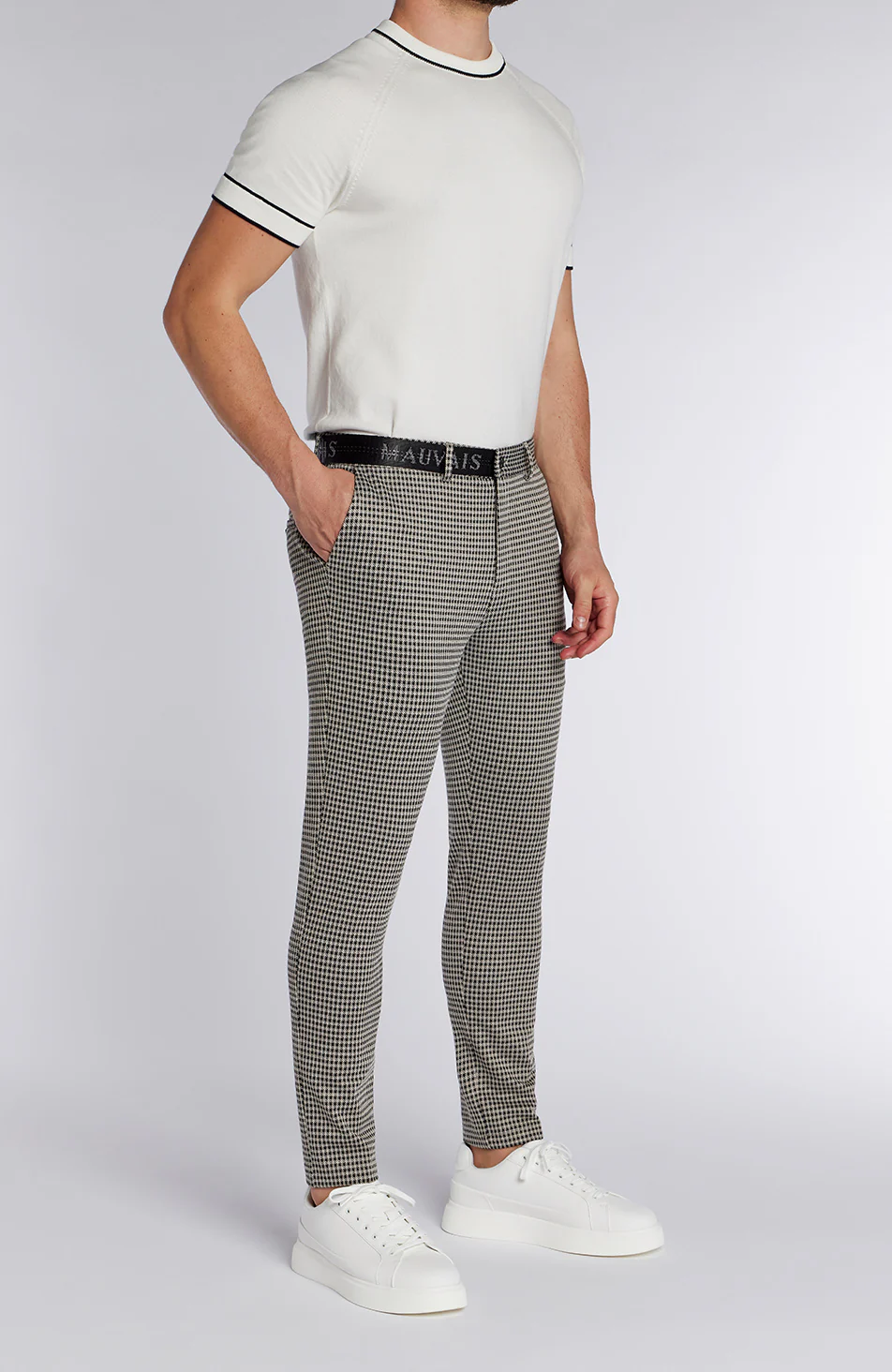 Signature Check Pants with Half Belt - Image 5