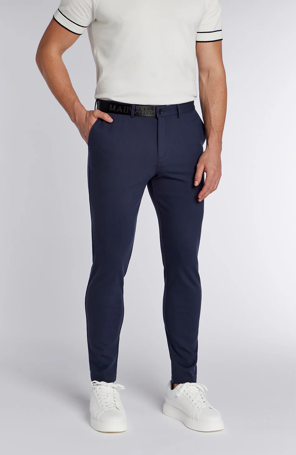 Signature Half Belt Pants in Navy - Image 2