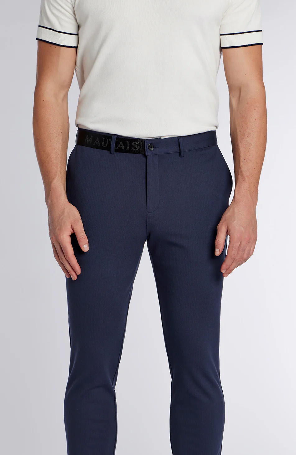 Signature Half Belt Pants in Navy - Image 4