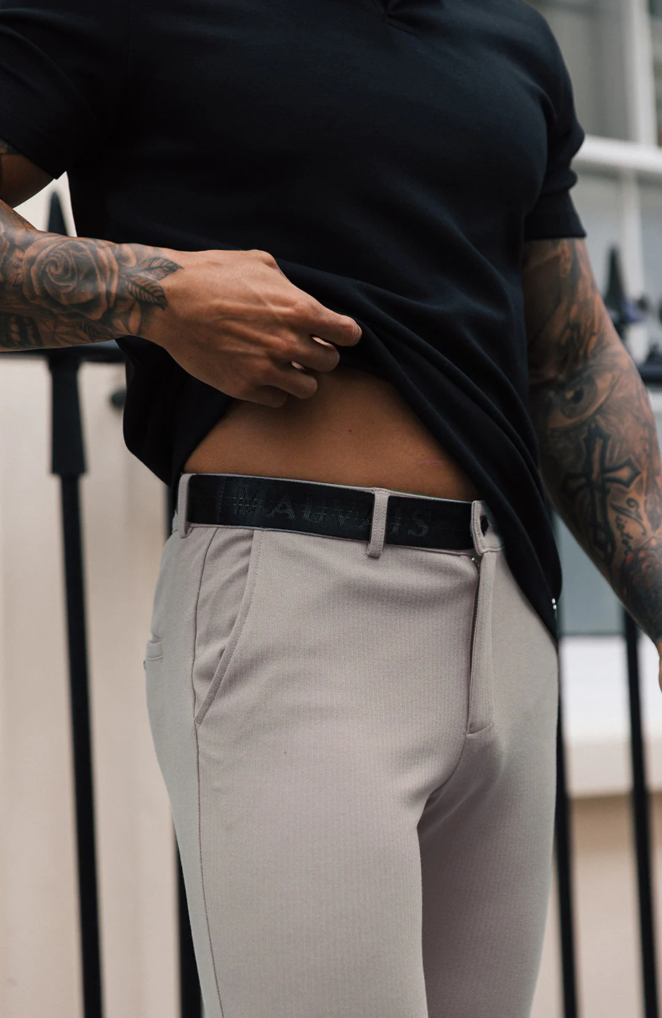 Signature Pants with Half Belt in Monaco Beige - Image 3