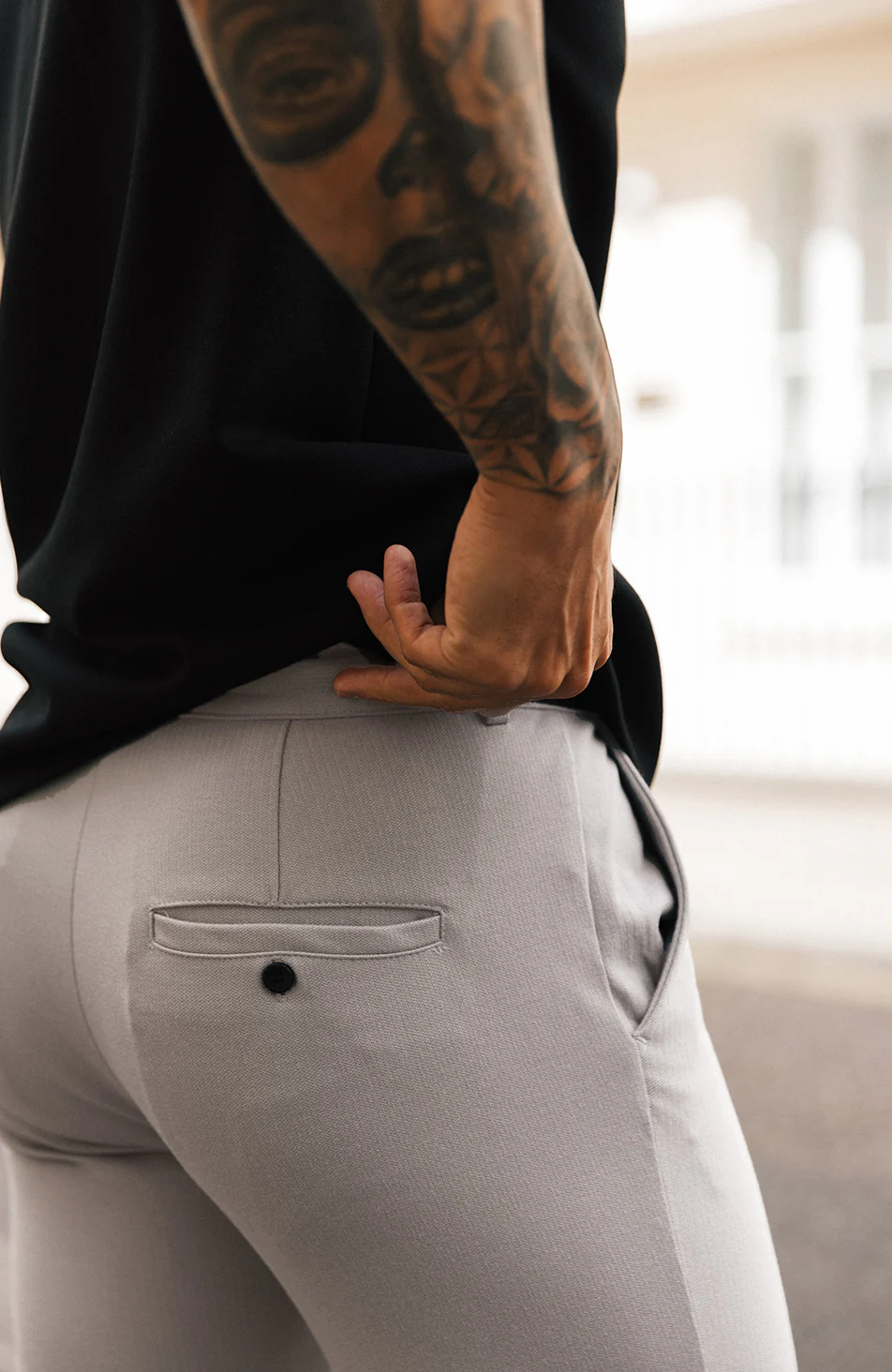 Signature Pants with Half Belt in Monaco Beige - Image 4