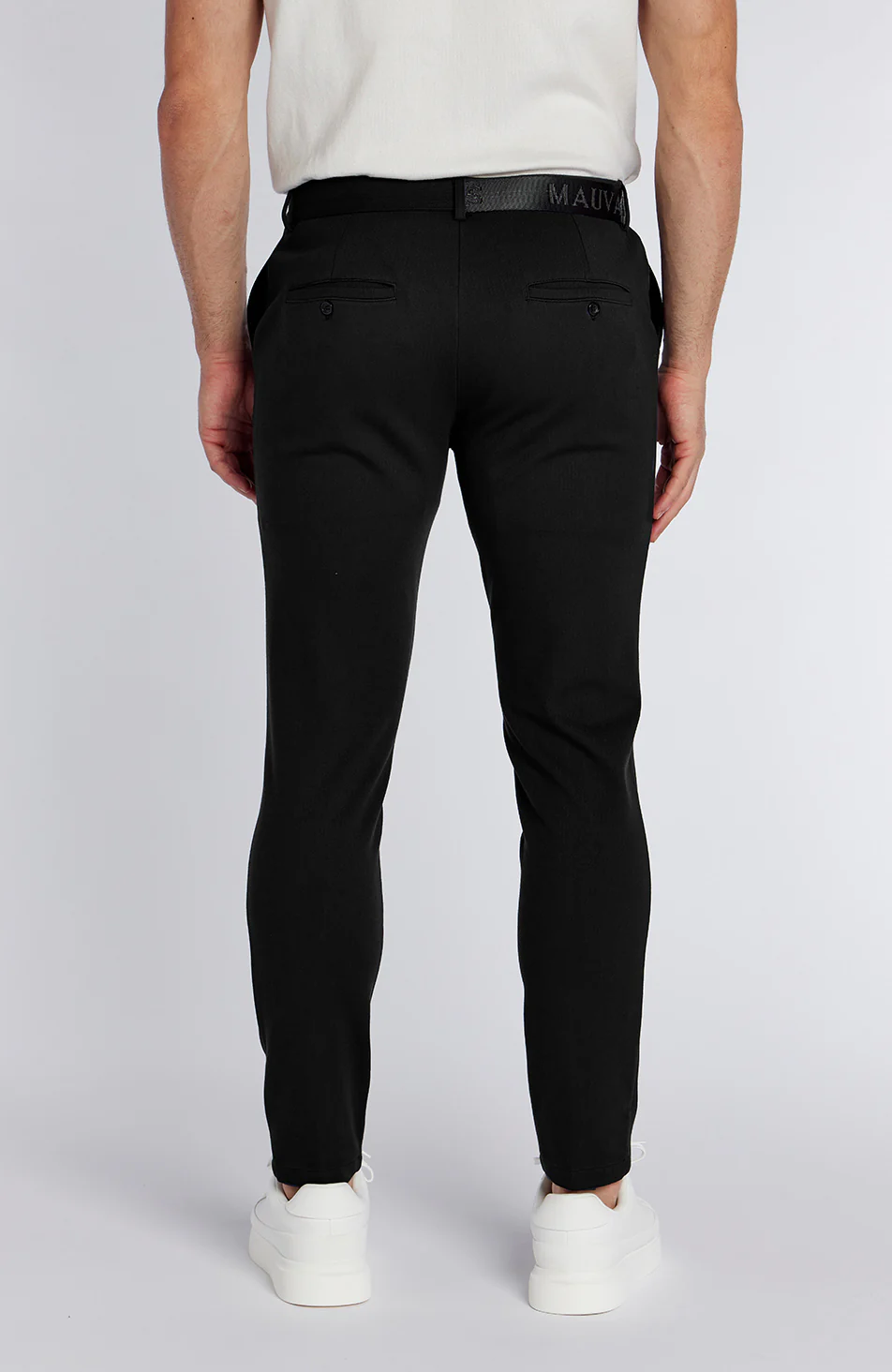 Signature Pants With Tonal Half Belt in Black - Image 6
