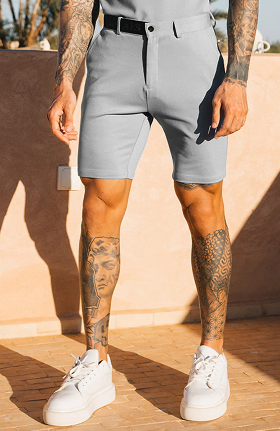 Signature Shorts with Half Belt in Ice Blue - Image 3