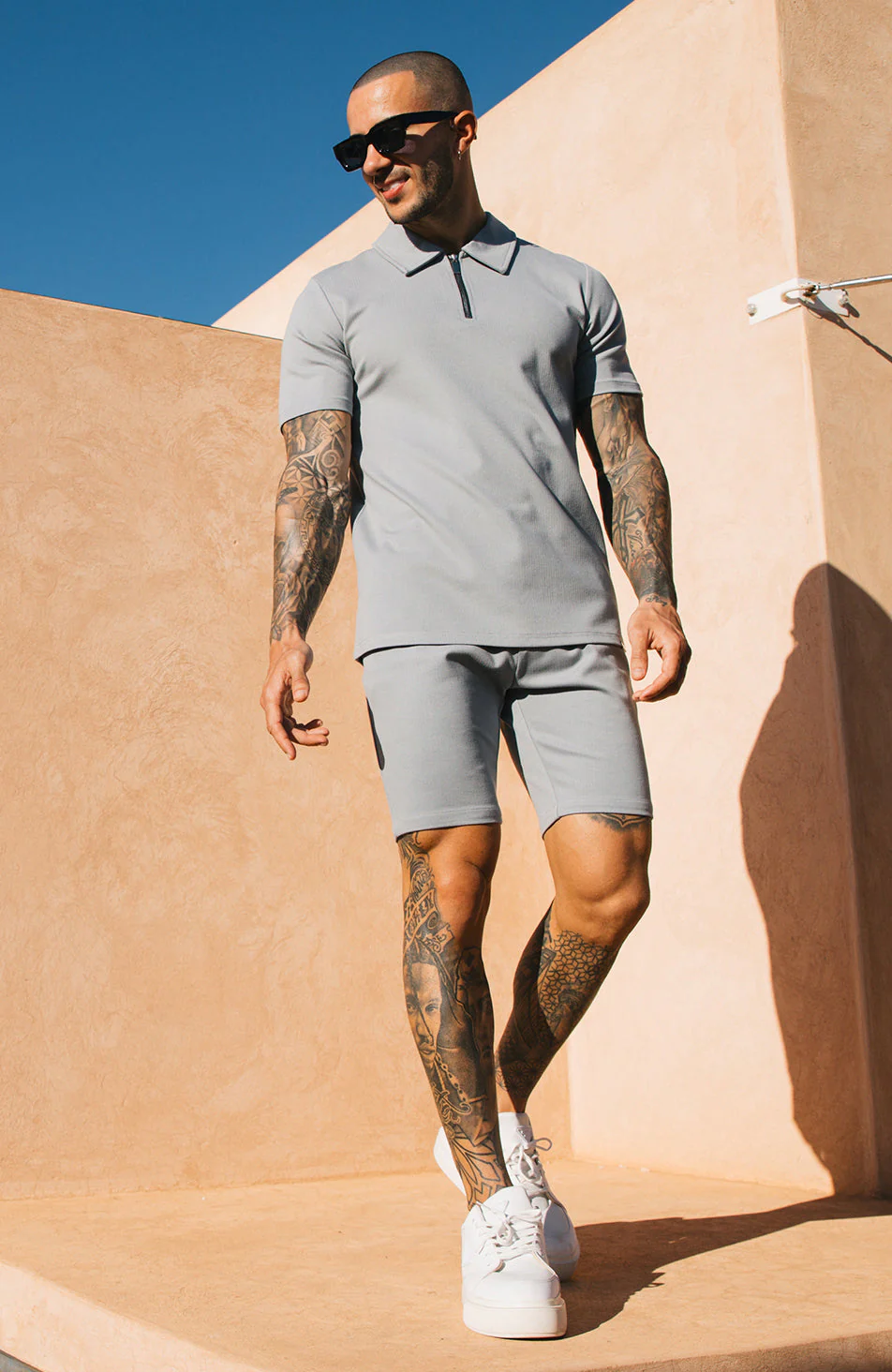 Signature Shorts with Half Belt in Ice Blue - Image 5