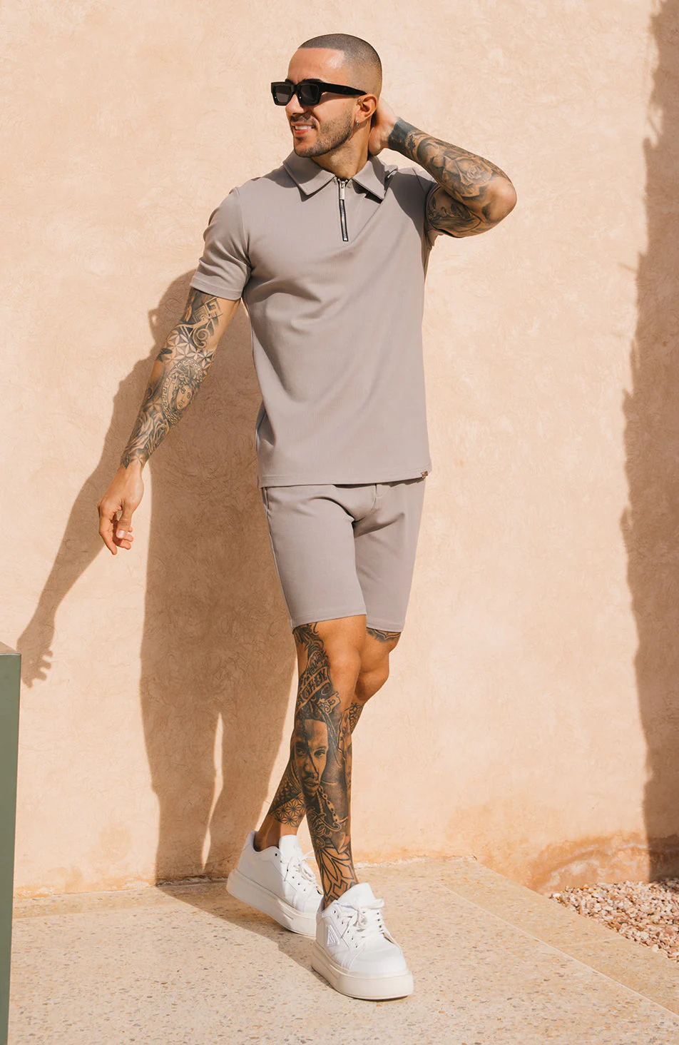 Signature Shorts With Half Belt in Monaco Beige - Image 3