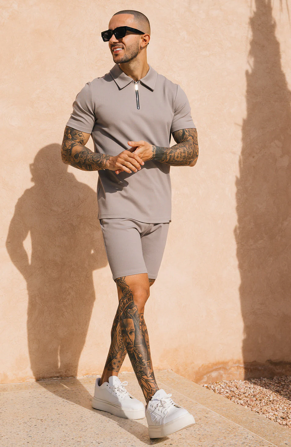 Signature Shorts With Half Belt in Monaco Beige - Image 5