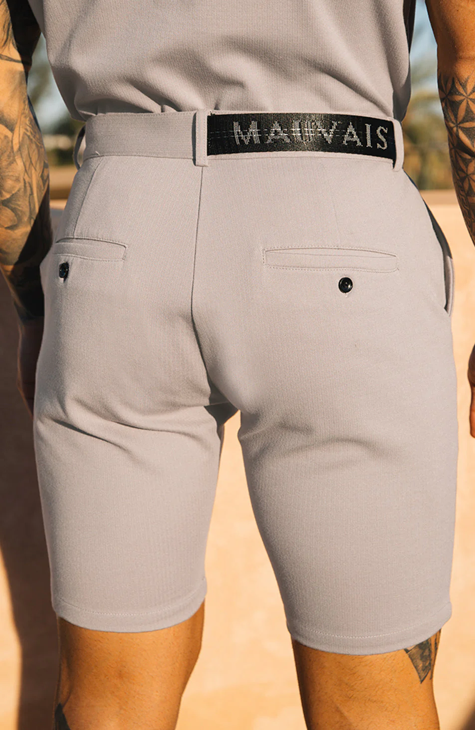 Signature Shorts With Half Belt in Monaco Beige - Image 6
