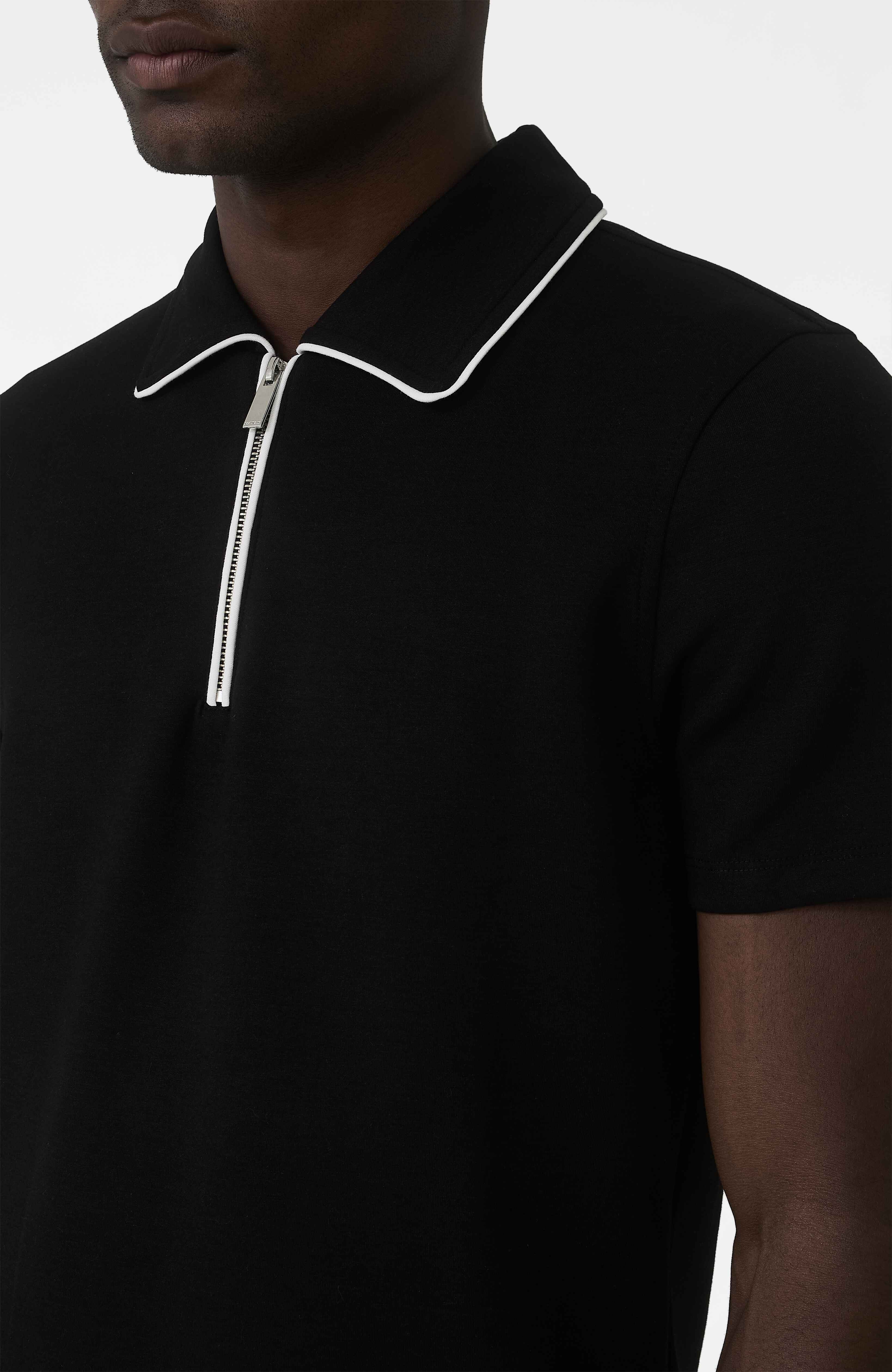 Signature Slim Tipping Polo in Black - Image 3