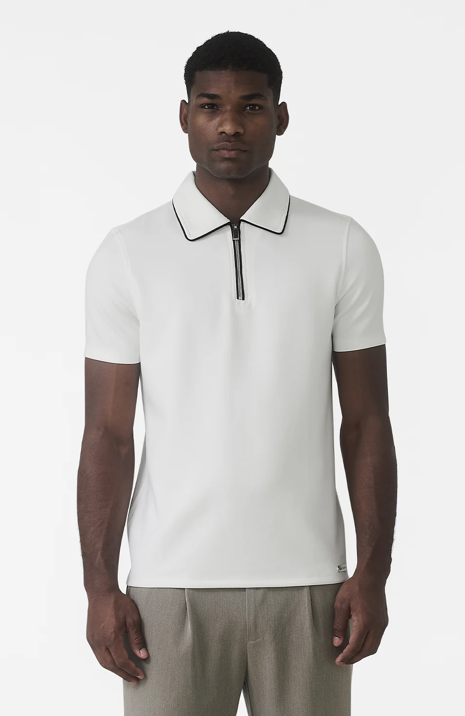 Signature Slim Tipping Polo in White - Image 2