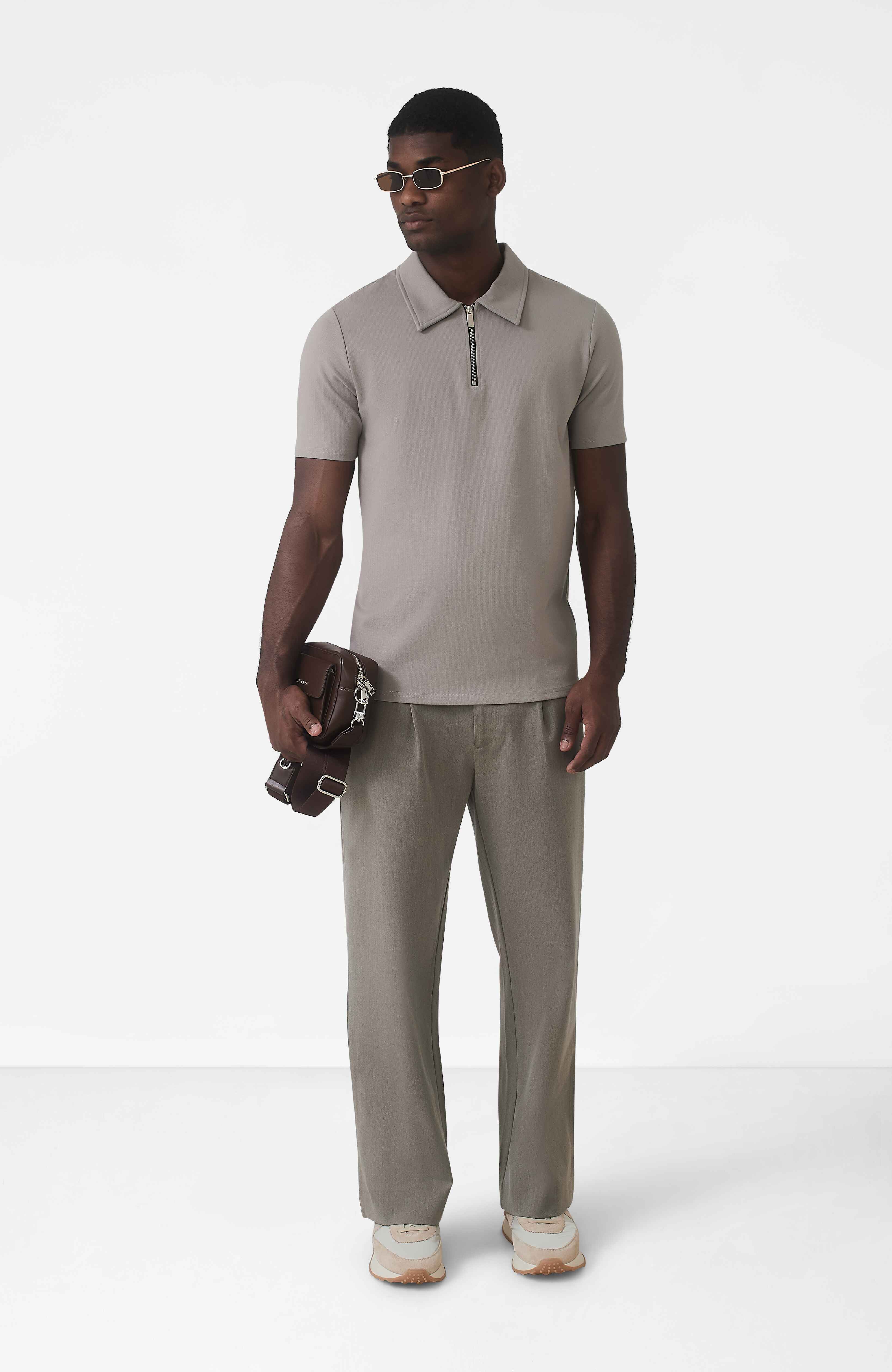 Signature Zip Polo in Monaco Beige - Image 5