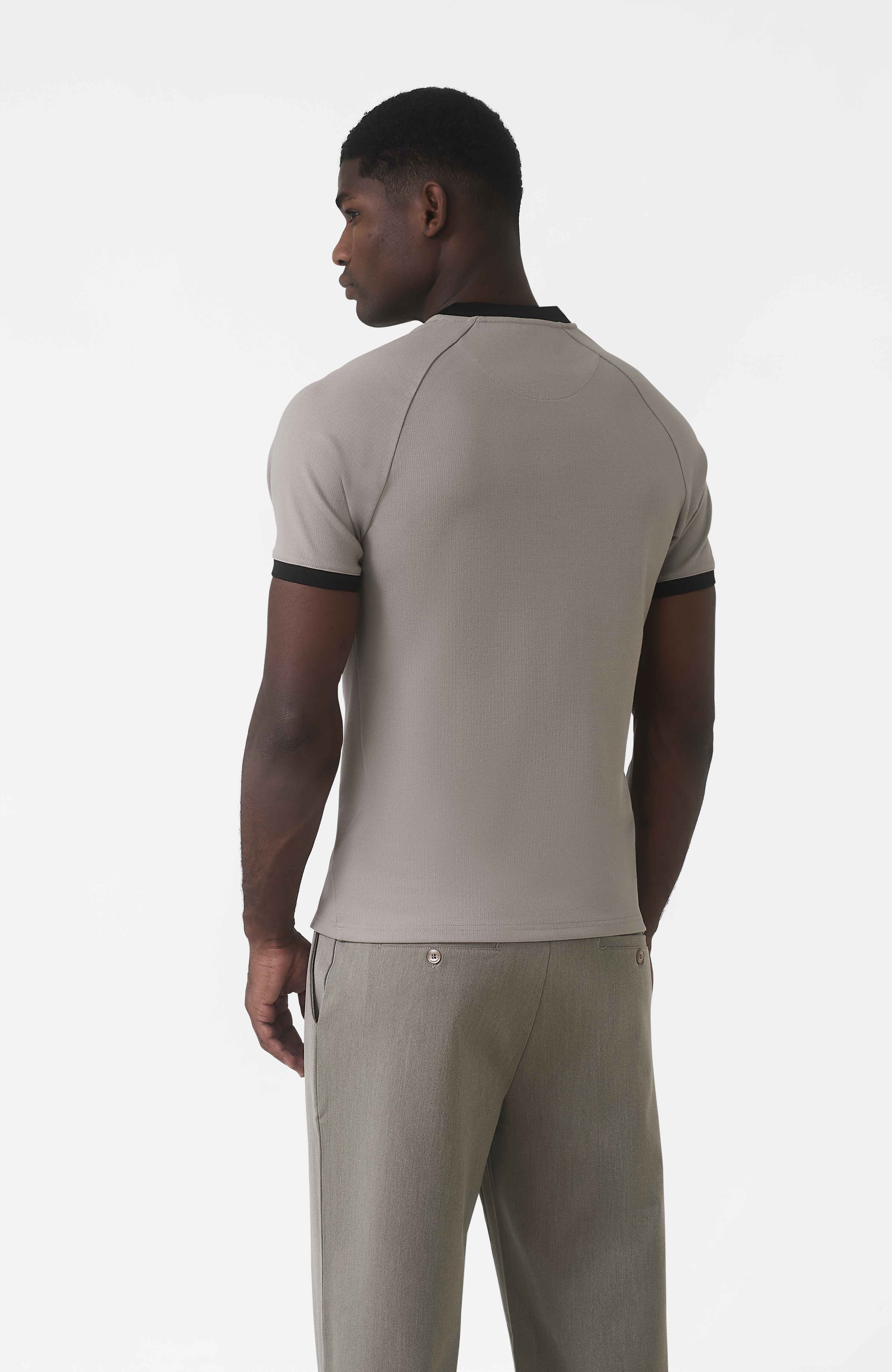 Signature Zip Tee in Monaco Beige - Image 3