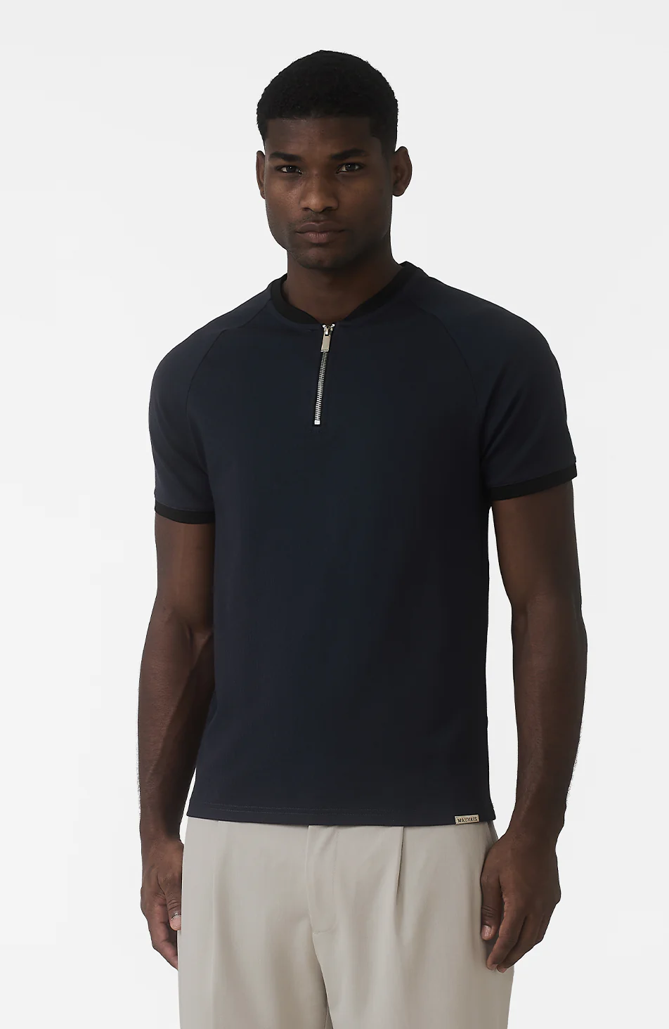 Signature Zip Tee in Navy - Image 2