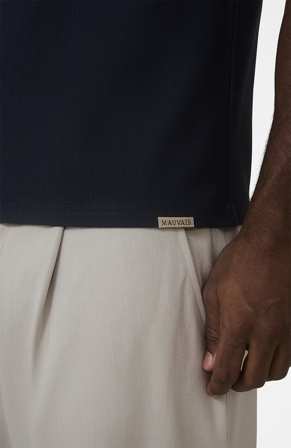 Signature Zip Tee in Navy - Image 4