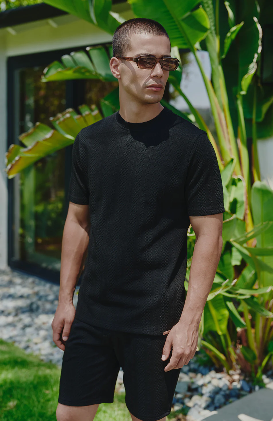 Tanami Textured Stretch Slim Tee in Black - Image 3