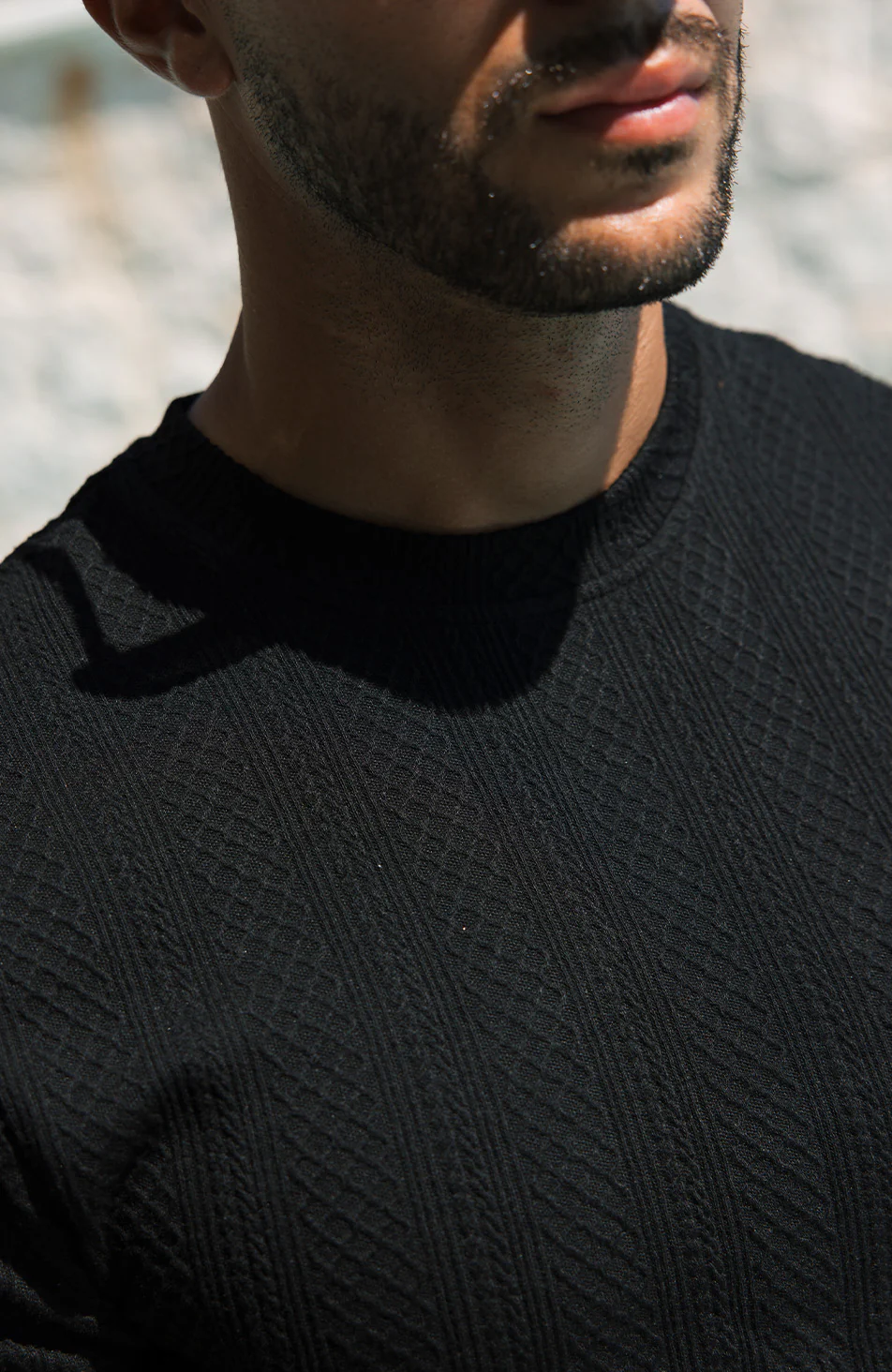 Tanami Textured Stretch Slim Tee in Black - Image 6