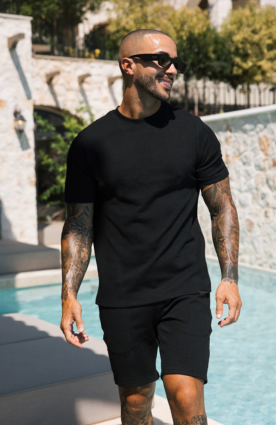 Tanami Textured Stretch Slim Tee in Black - Image 8