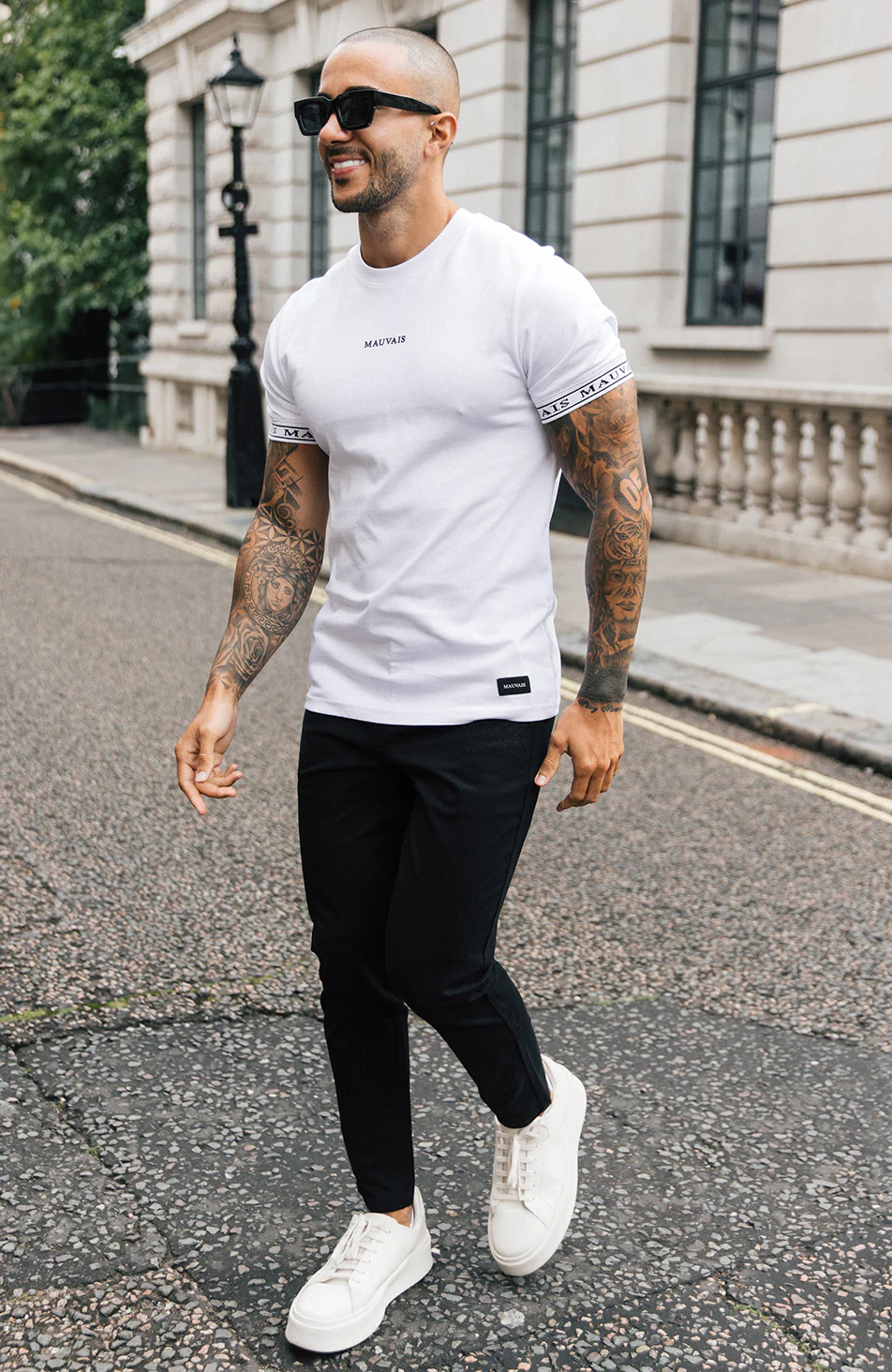 Taped Tee in White - Image 3