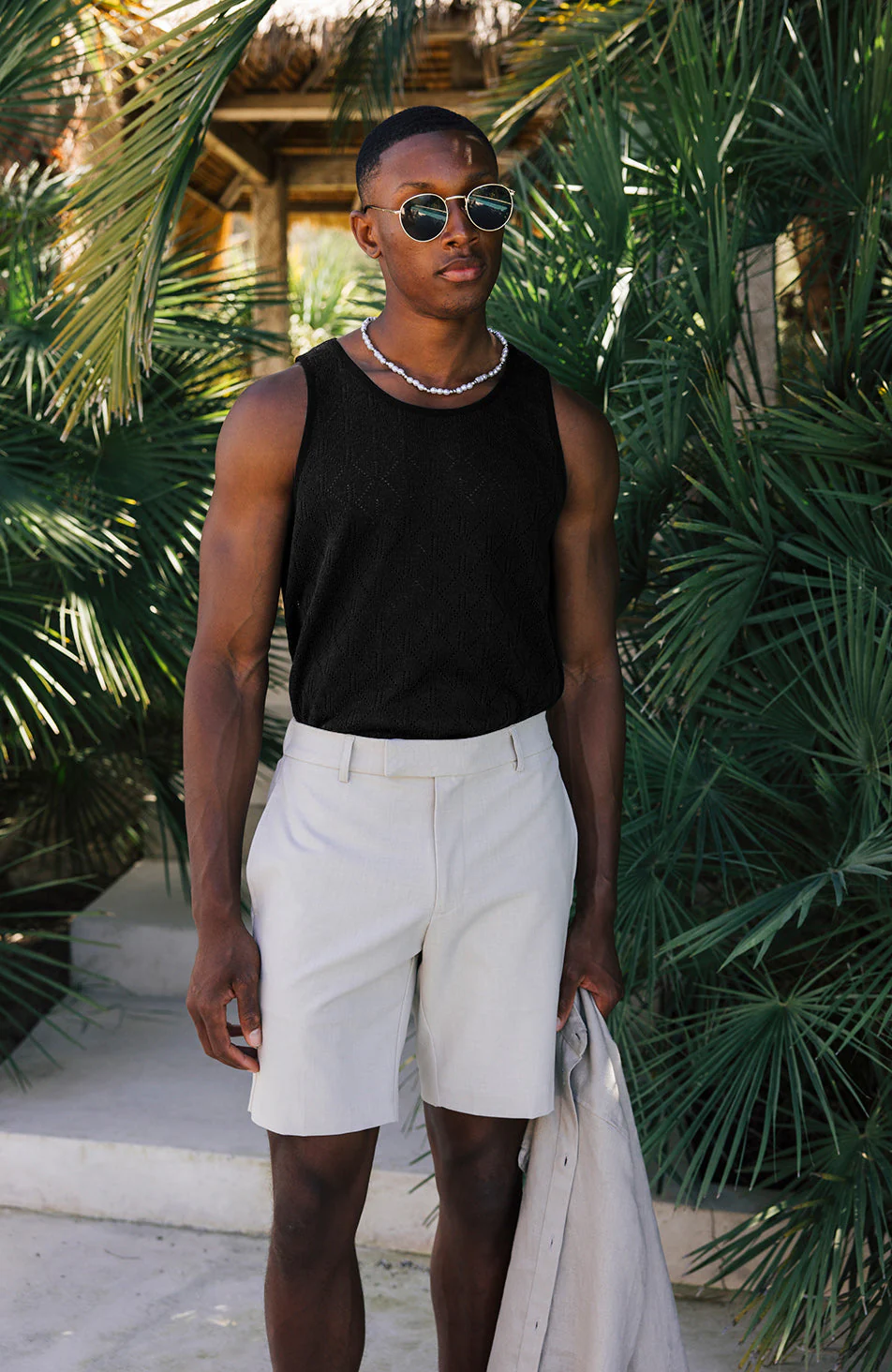 Zamas Pointelle Vest in Black - Image 6