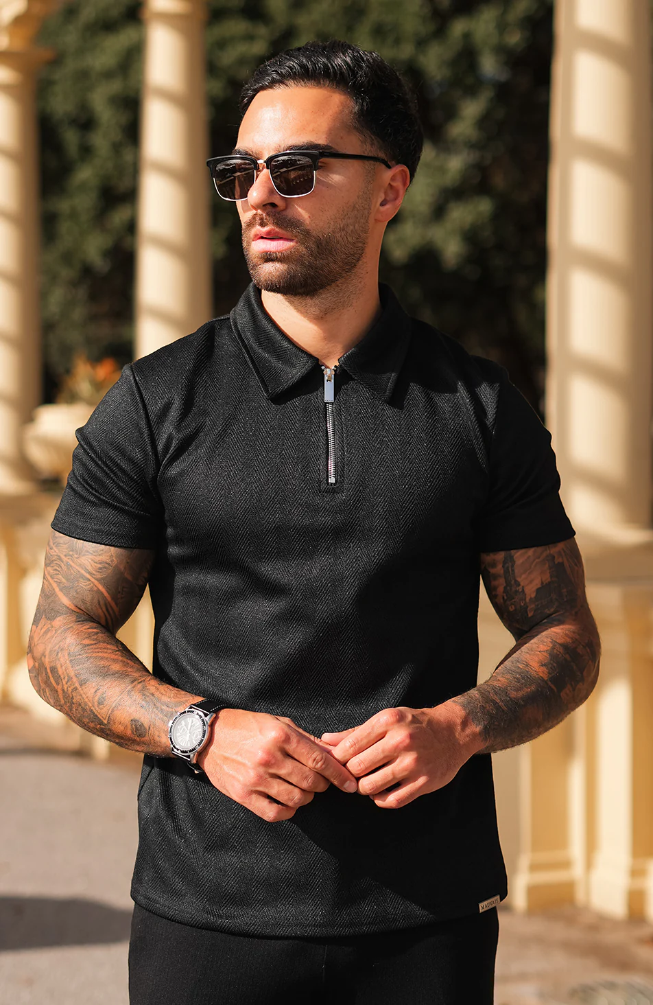Zig Zag Polo in Black - Image 3