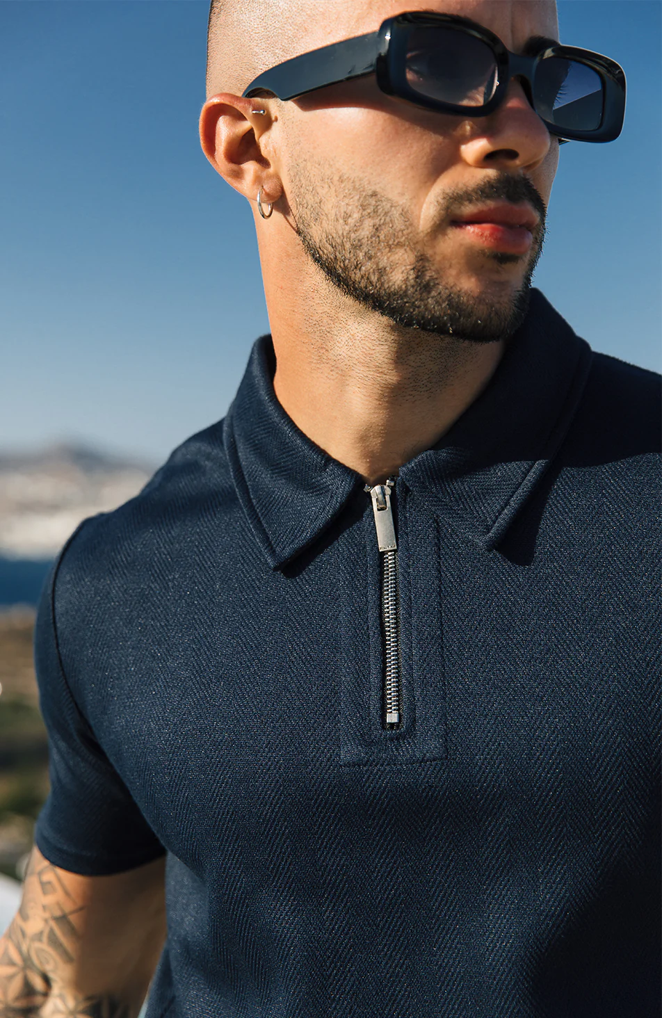 Zig Zag Polo in Navy - Image 2