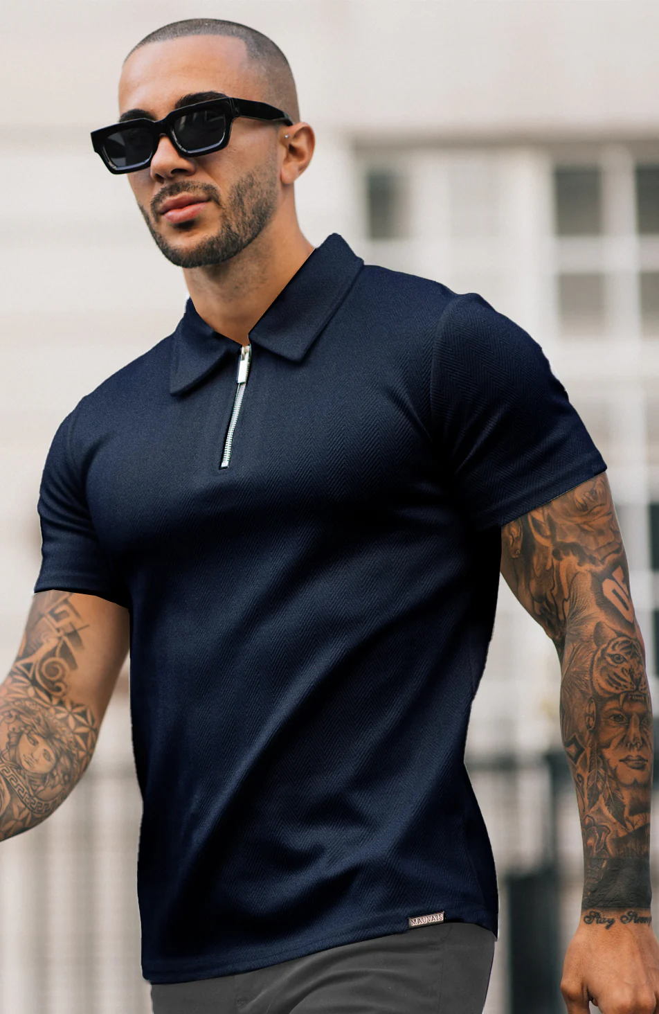 Zig Zag Polo in Navy - Image 4