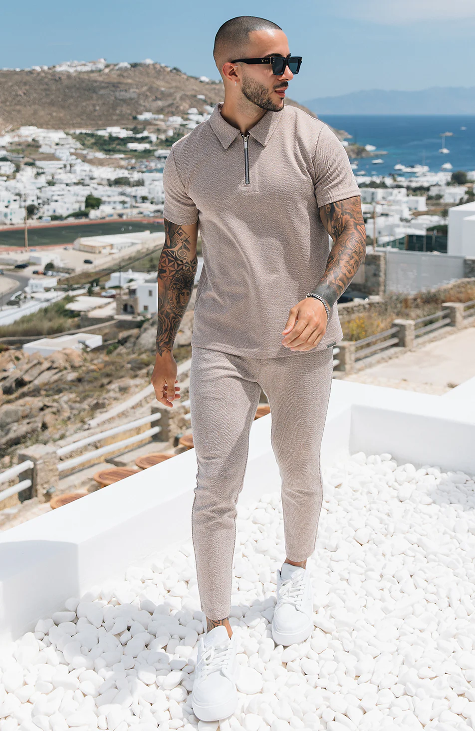 Zig Zag Polo in Taupe - Image 2
