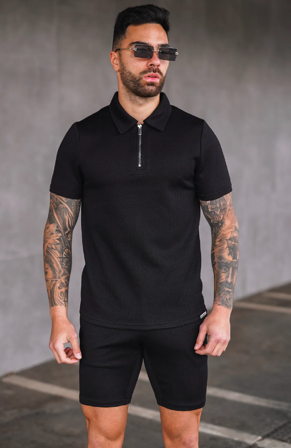 Zig Zag Slim Shorts in Black - Image 3
